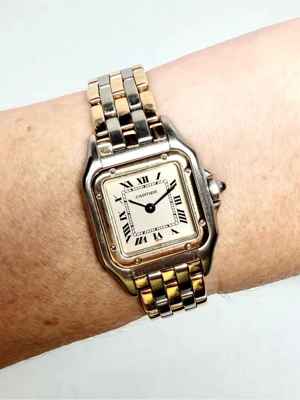 CARTIER PANTHERE 23mm Quartz 3 Row Gold Watch Cream Dial